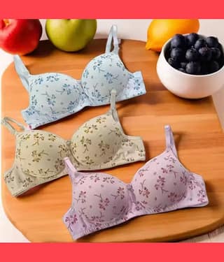 EASTERN CLUB Pack of 3 Cotton Lightly Padded Push Up Bra For Women ( Beige,White,Pink )