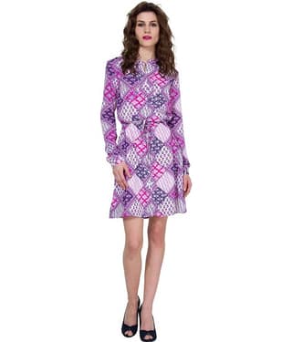Folklore Polyester Multi Color Dresses