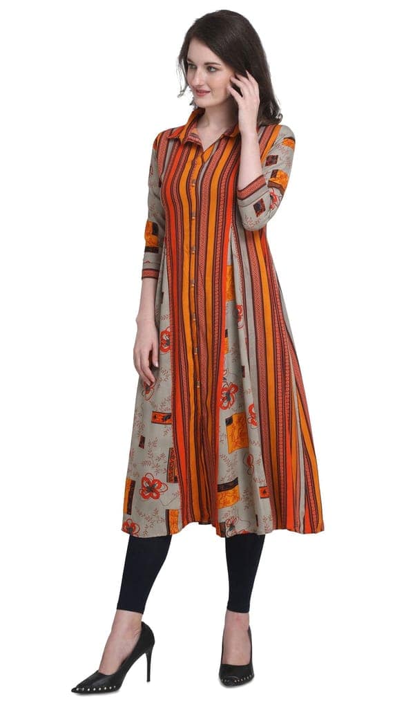 SHOPPING QUEEN Women Rayon A-Line Kurta view 3