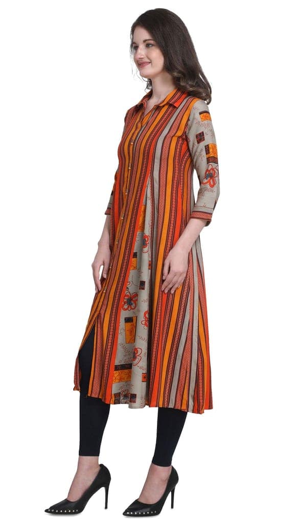 SHOPPING QUEEN Women Rayon A-Line Kurta view 4