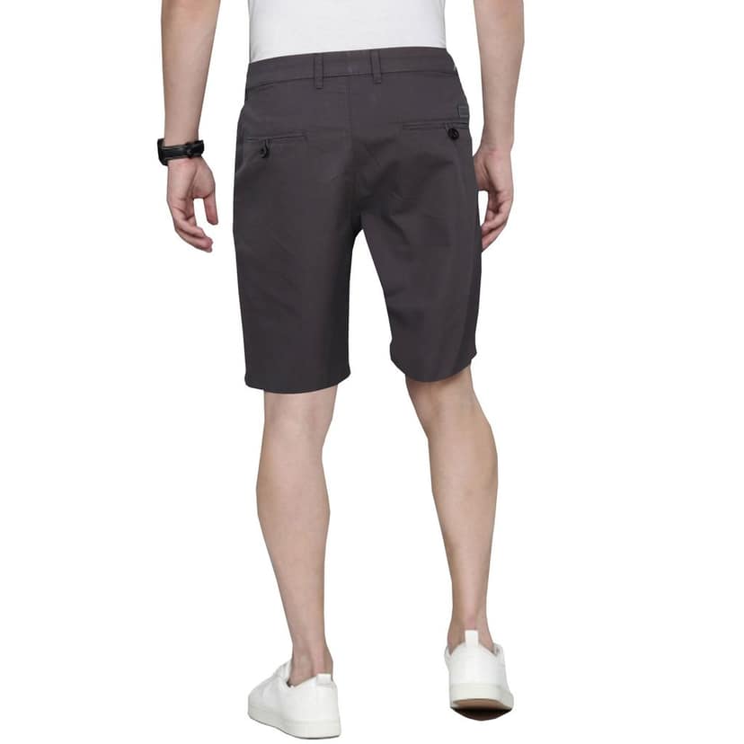 Cotton Brown Solid Shorts view 5