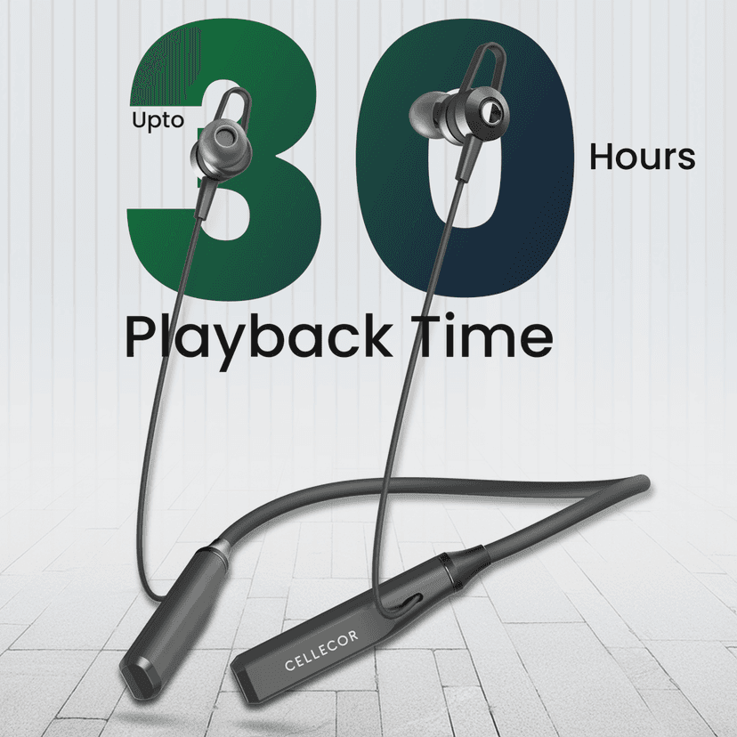 Cellecor BT-4 Wireless Waterproof Neckband with 25 Hrs playtime Headphone Bluetooth - Black view 3