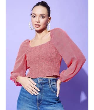 StyleStone Women's Polyester Crop Top ( Blue )