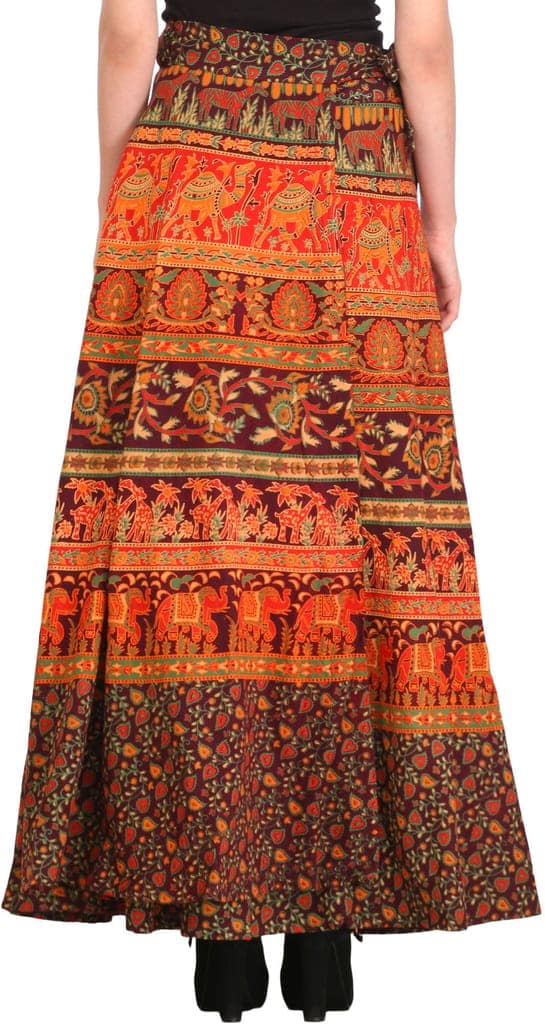Catawba-Grape Wrap-Around Long Skirt from Pilkhuwa with Printed Animals view 5