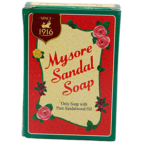 Mysore Sandal Pure Sandalwood Oil Soap, Keeps Skin Glowing, Soft, Blemish-Free, 75 g Carton