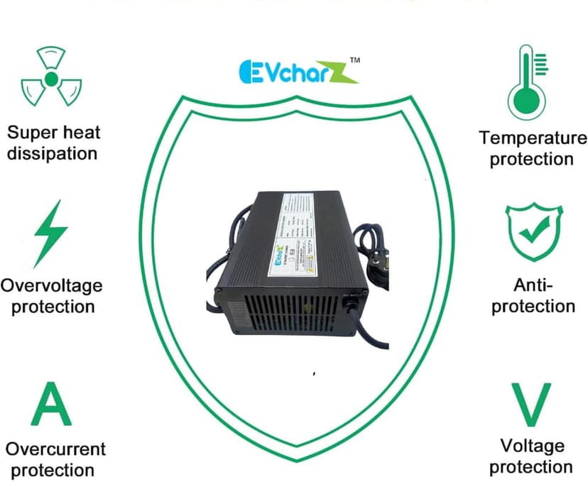 EvcharZ 84V 6A Lithium Battery Charger 2 PIN D-Type Connector view 3