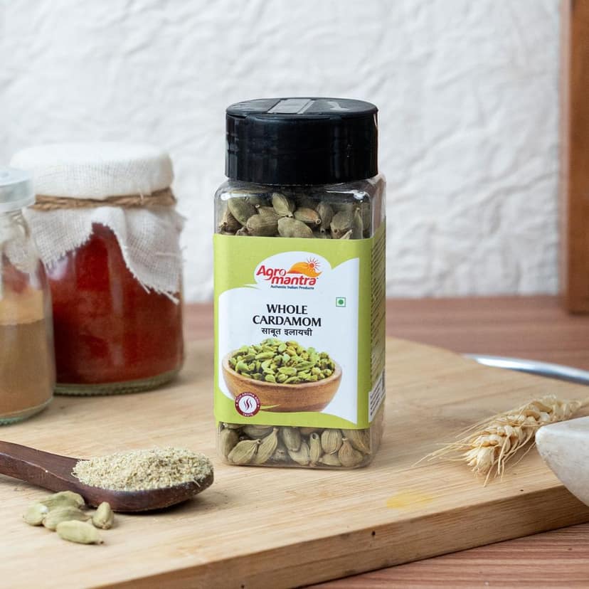 Agro Mantra Whole Cardamom 100g Jar | Rich & Aromatic Green Cardamom | Sourced from Kerala | Perfect for Kheer, Chai, Biryanis & Curries | Fresh & Versatile Indian Spice (pack of 2) view 5