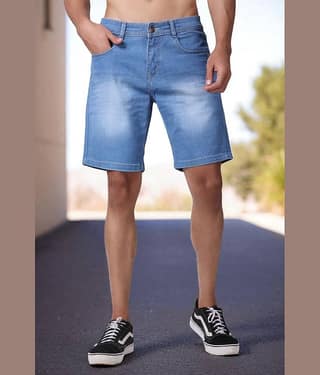 ZAYSH Light Blue Cotton Blend Men's Denim Shorts ( Pack of 1 )