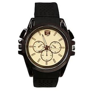 Men Round Dial Black Belt Boys Analog Nice Watches