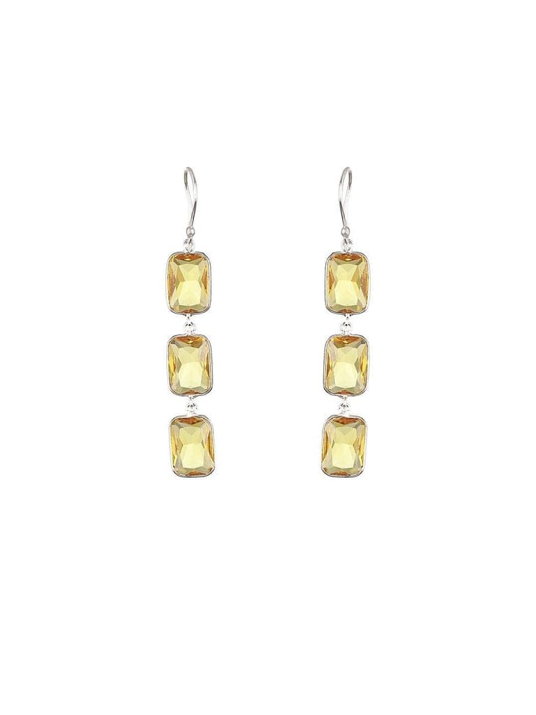 Yellow stone studded Drop Earrings view 4
