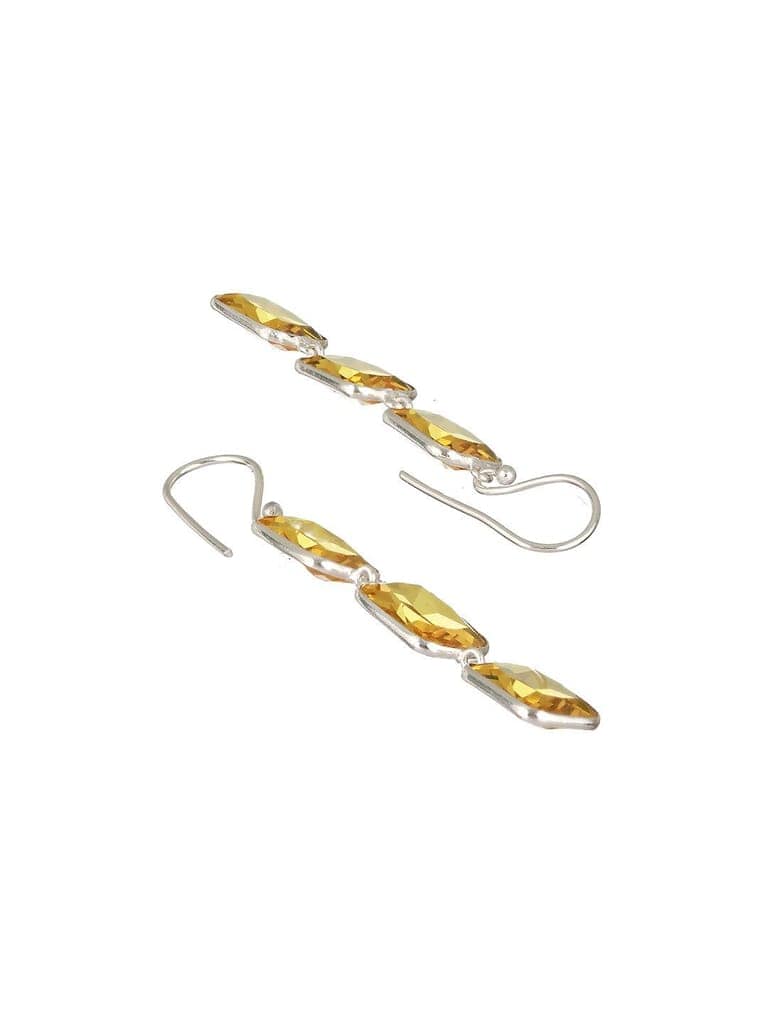 Yellow stone studded Drop Earrings view 5