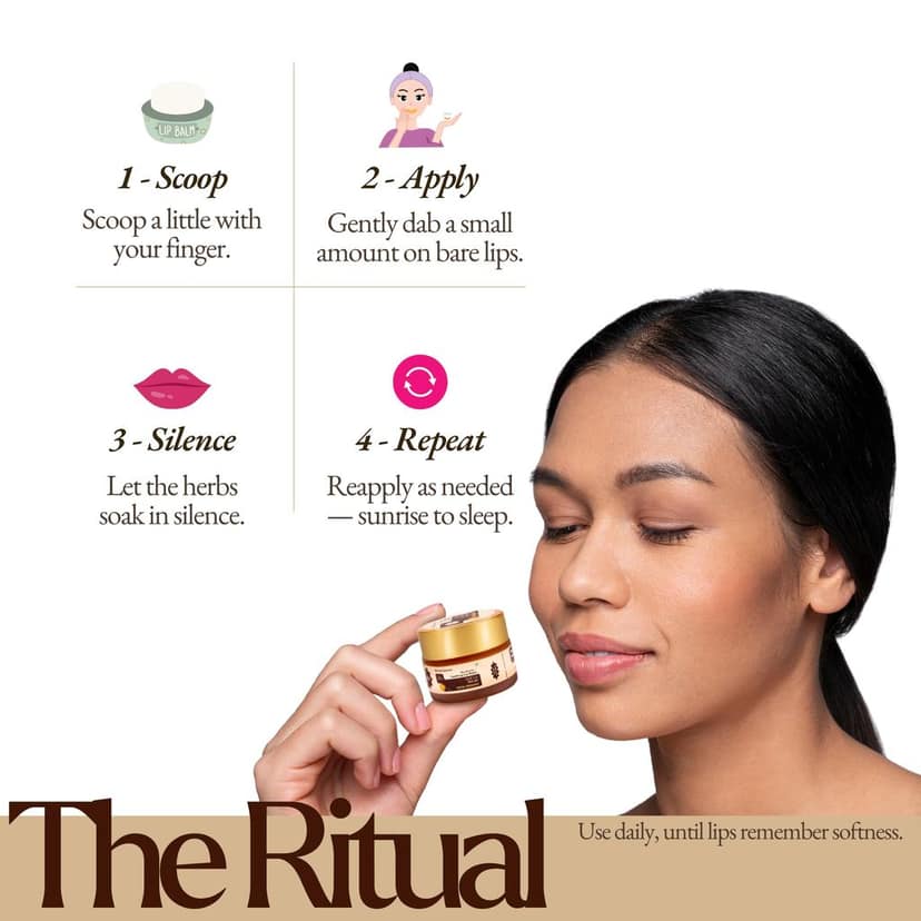 RUVA Soothing Ayurvedic Lip Balm with Natural Pure Damask Rose & Organic Ghee | Nourishing, Herbal Lip Care, Natural Skincare | For All Skin Types - Men & Women view 6
