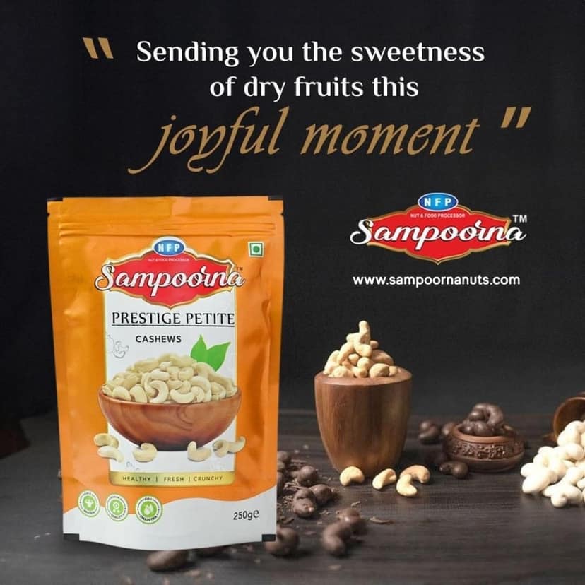 NFP SAMPOORNA Sampoorna Foods Regal & Prestige Organic Premium Cashew Nut(Kaju) Unsalted Gluten Free Dry Fruit Healthy Snack Cashews(2x250g) view 3