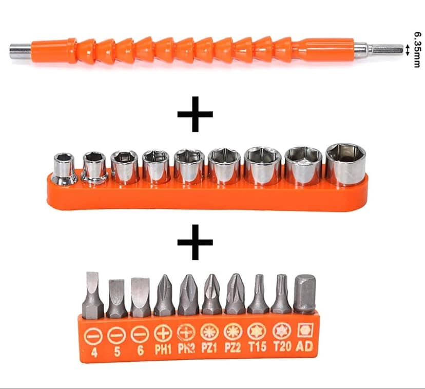 H9 Flexible Shaft Drill Bit Extension Kit, Flexible Soft Shaft Extension Screwdriver Bits & Sockets Nut Electric Bit Power Repair DIY Tools for Drill drilling machine (22 Pieces Set) view 2