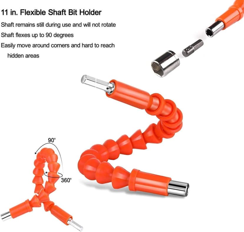 H9 Flexible Shaft Drill Bit Extension Kit, Flexible Soft Shaft Extension Screwdriver Bits & Sockets Nut Electric Bit Power Repair DIY Tools for Drill drilling machine (22 Pieces Set) view 4