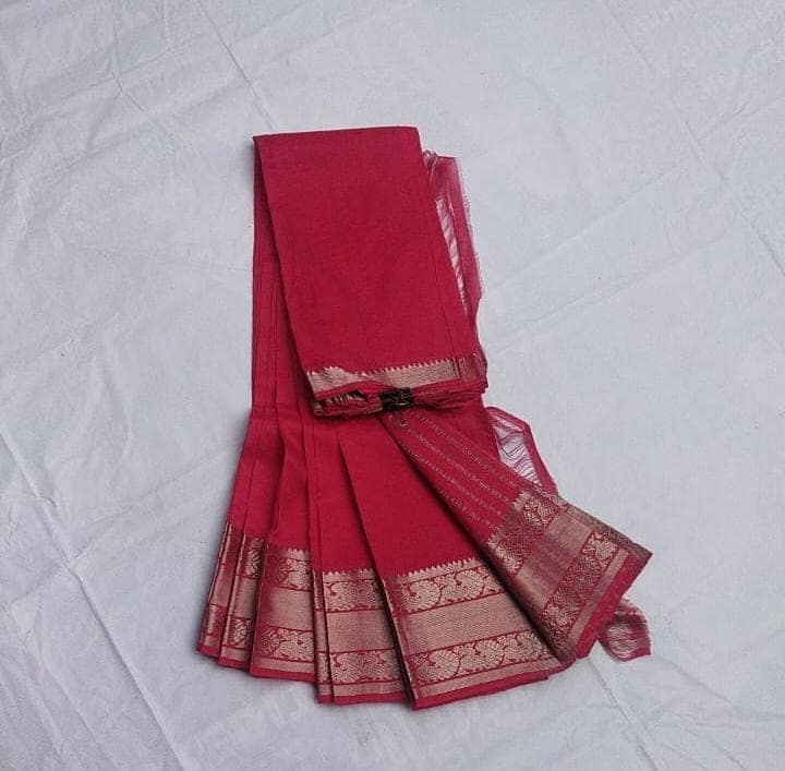 Pure Handloom Cotton Saree With Zari Border (250 KADDI) view 3