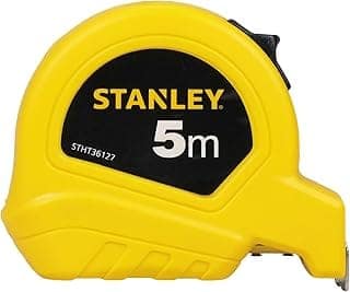 STANLEY STHT36127-812 5-Meter Plastic Short Measuring Tape for Home, DIY, Professional & Industrial Use, Push Lock & Automatic Retraction Feature, Ideal for Wood & Concrete Measurement, YELLOW & BLACK