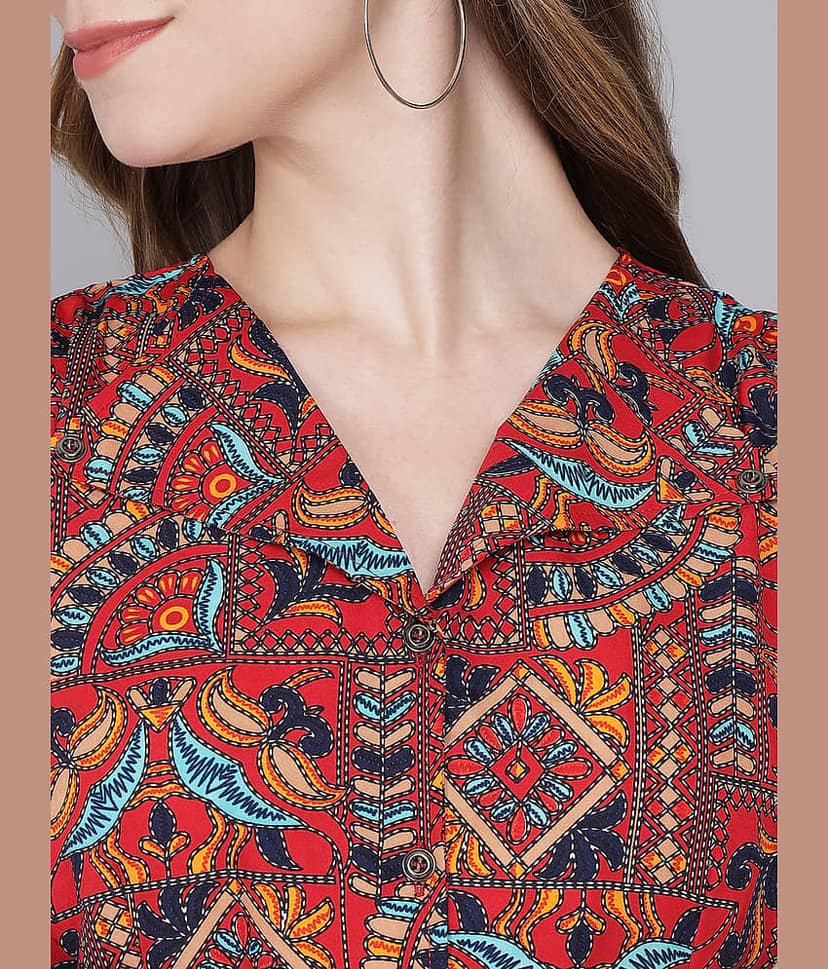 TOGZZ Women Crepe Printed Ethnic Dress ( Multi Color ) view 2