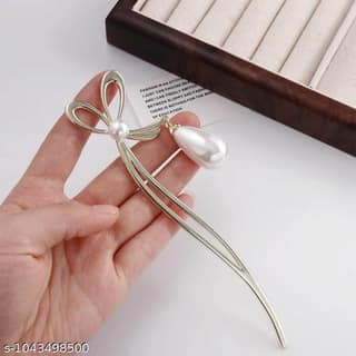 Elegant Bow Pearl Hair Bun Stick for Women