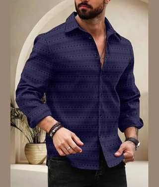 Nofilter Poly Cotton Regular Fit Self Design Full Sleeves Men's Casual Shirt - Light Green ( Pack of 1 )