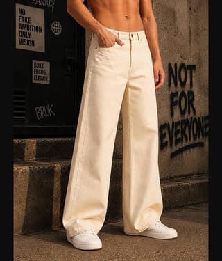 Bene Kleed Solid Men's Jeans - Off-White ( Pack of 1 )