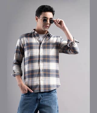 Paul Street 100% Cotton Regular Fit Checks Full Sleeves Men's Casual Shirt - White ( Pack of 1 )