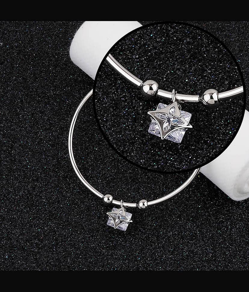 SILVER SHINE Attractive Party Wear Adjustable Bracelet With Diamond For Women Girls view 2