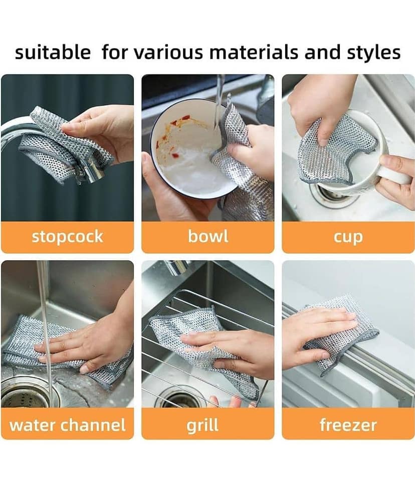 DHSMART Wire Dishwashing Rags for Wet and Dry Dishwash Bar Non Scratch Scrubbing Pads 1 no.s Pack of 5 view 7