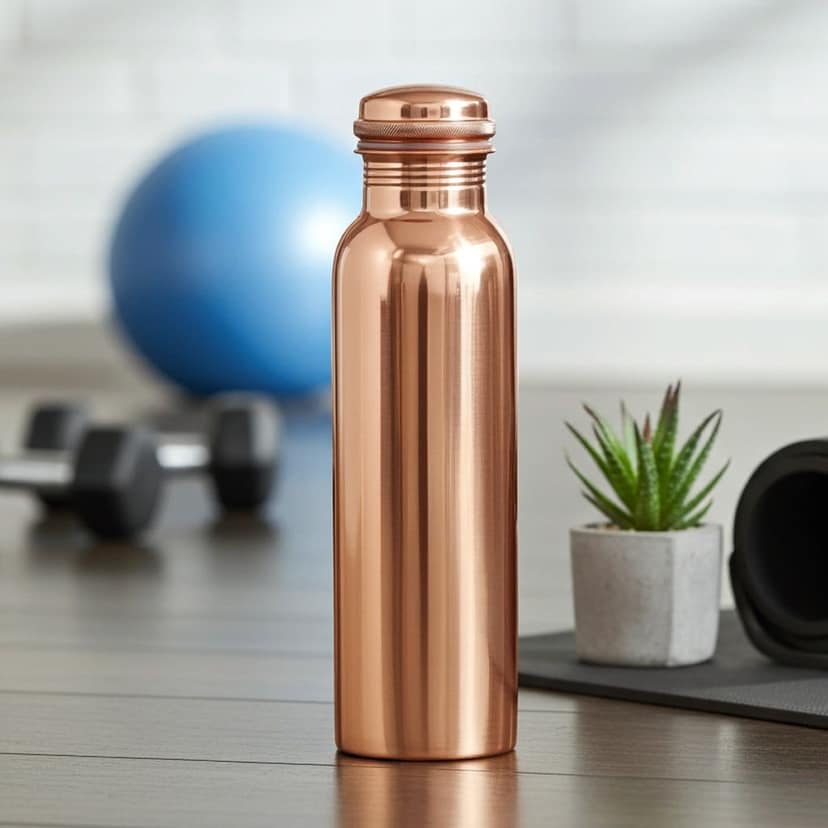 Pure Copper Water Bottle 900 ML | Leakproof Ayurvedic Drinking Bottle , Height : 10.5 Inch (BCMAS079 A) view 2