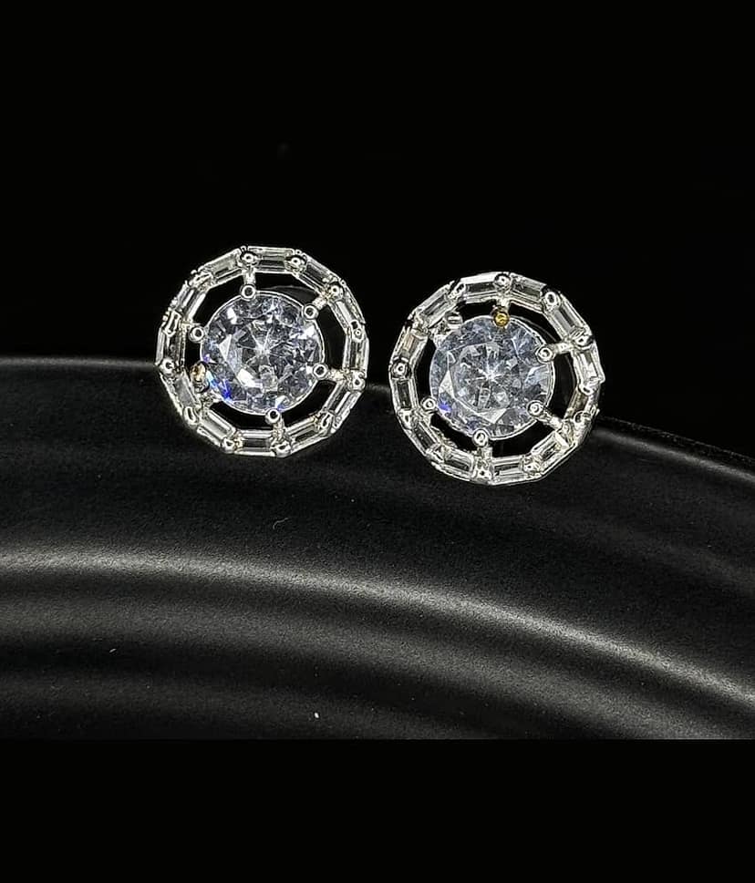 AKLINA White Stud Earrings ( Pack of 2 ) view 2
