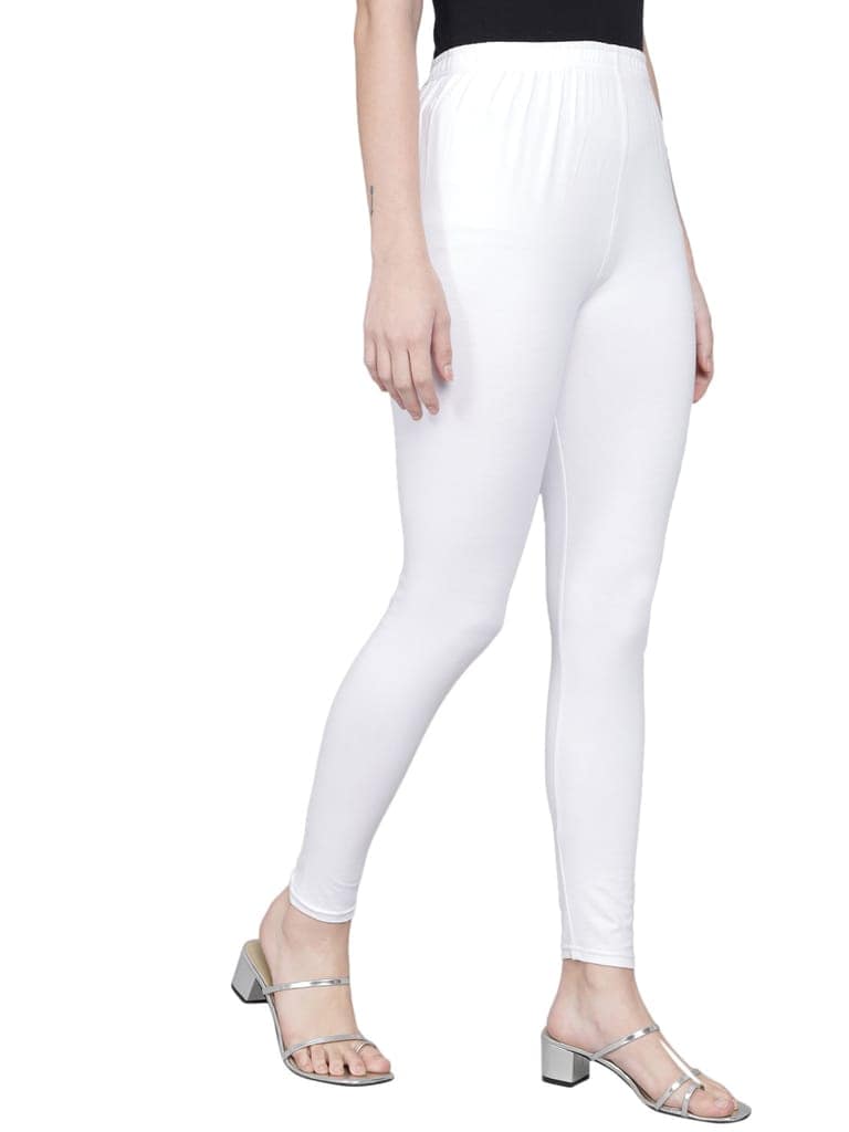 SOFT COLORS Women's Skinny Fit Ethnic Wear Ankle Length Leggings (White) view 3