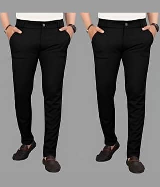 DWIDEN Regular Flat Men's Chinos - Black ( Pack of 2 )