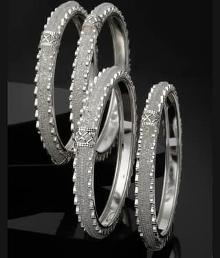 Sukkhi Silver Bangle Set ( Pack of 4 )