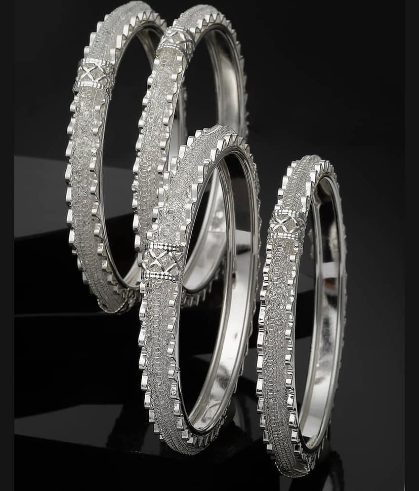Sukkhi Silver Bangle Set ( Pack of 4 )