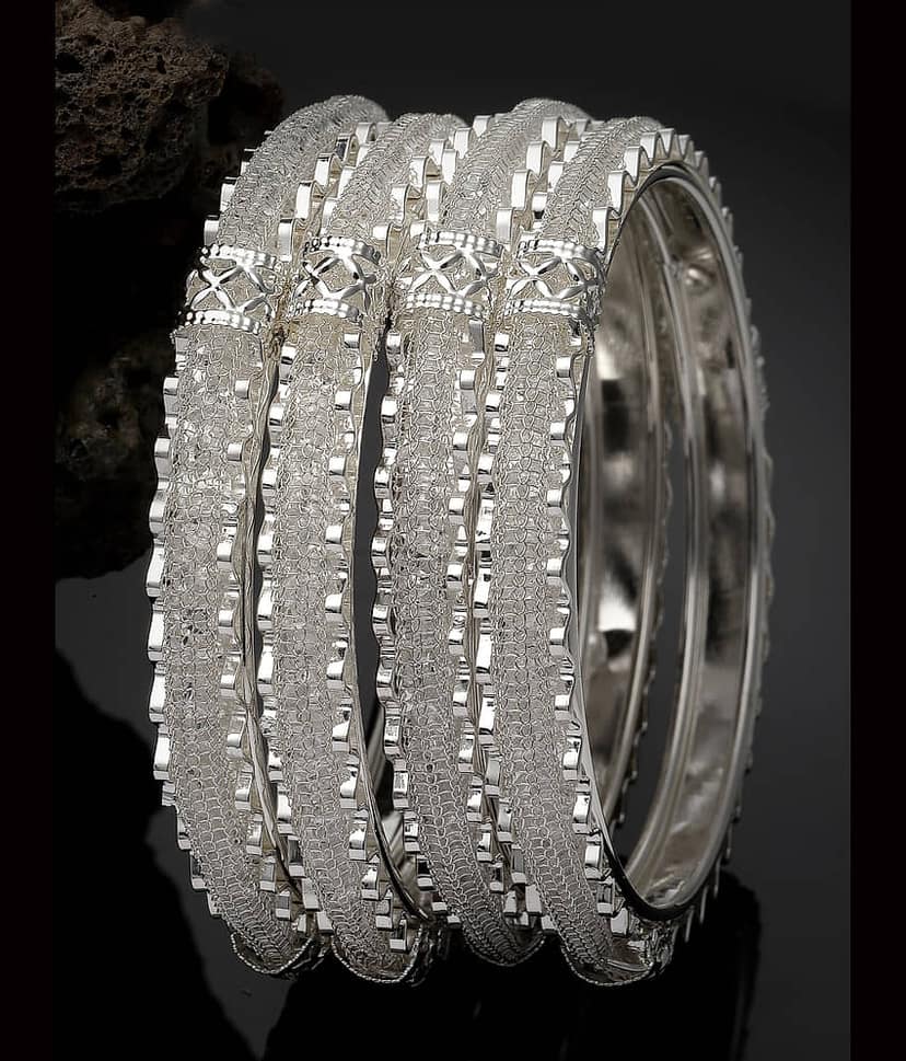 Sukkhi Silver Bangle Set ( Pack of 4 ) view 2