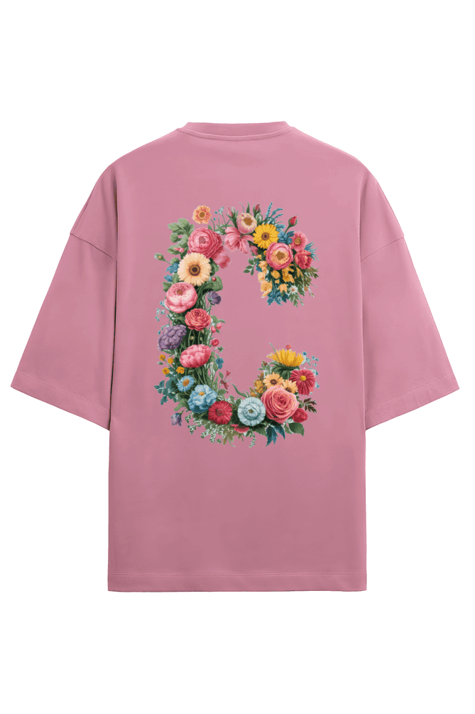 Clothikoo Oversized Pink T-Shirt Nature Print (240 g/m², Pink) view 2