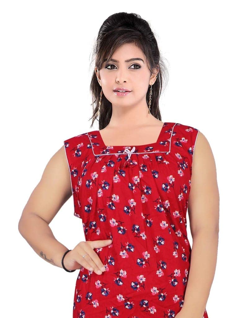 VALENCIA SLEEPWEAR lissybissy Cotton Resham Embroidery Nighty Night Gown Maxi for Women A line (Red) view 4