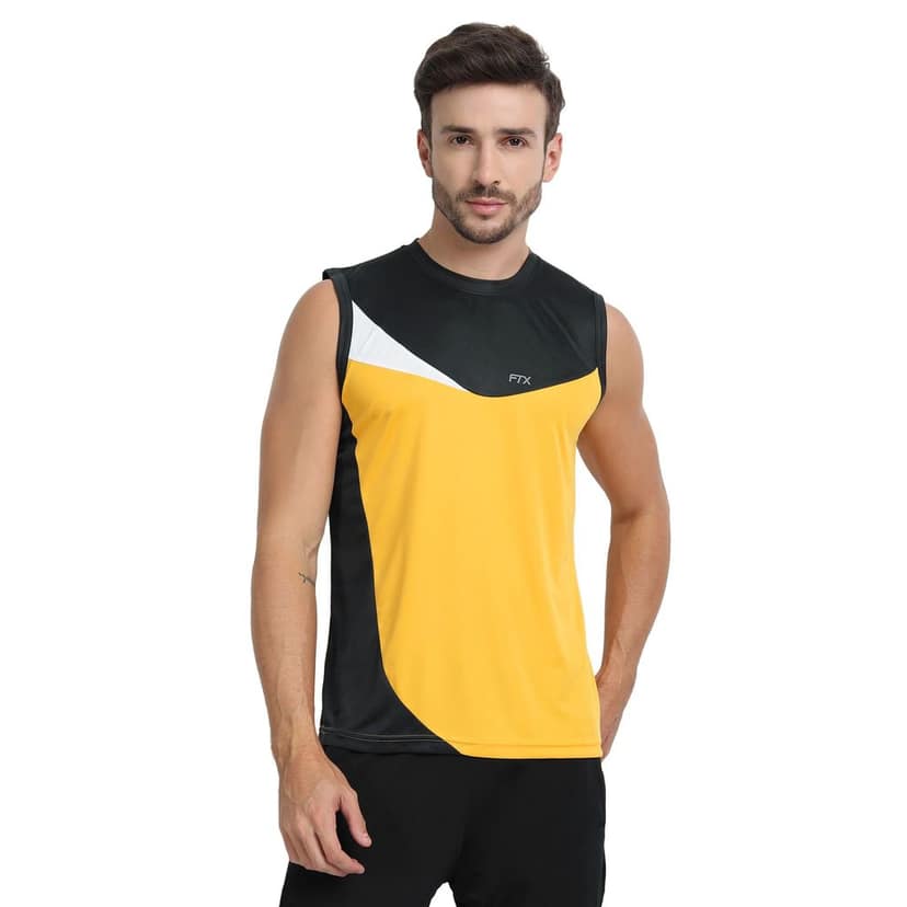 FTX Men Colorblock Round Neck Sleeveless Tshirt