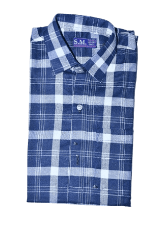 Blue and White Checkered Casual Shirt