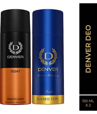 Denver Pride & Black Code Goat Long Lasting Deodorant Spray For Men 150 ml Each (Pack of 2)