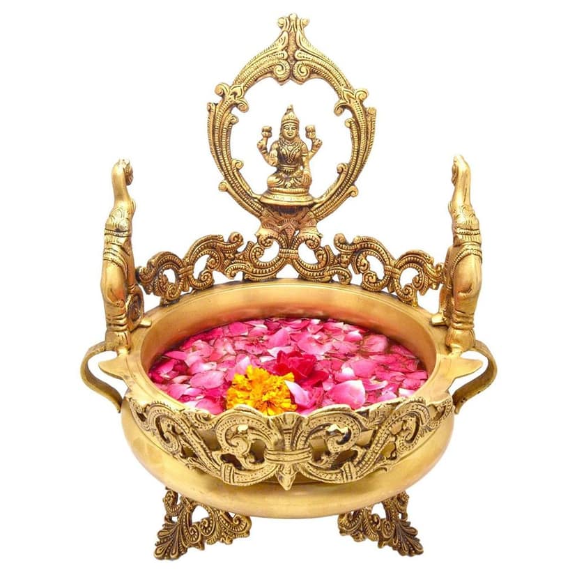 Brass Laxmi Ji Urli - Decorative Spiritual Home Decor, Diameter : 8 Inch (BSMAS1144 A) view 2