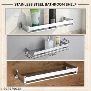Bathroom Shelf Rack Wall Mounted Single Layer Stainless Steel
