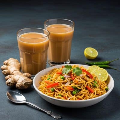 Ginger Chai with Veg Maggi