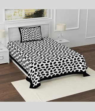 ABHACLOTHO Black Cotton 1 Single Bedsheet with 1 Pillow Cover ( 215 cm x 150 cm )