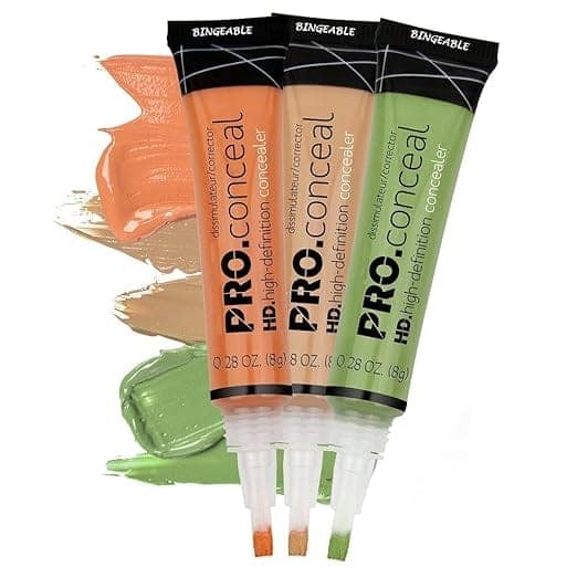 High Quality HD Pro Concealer (Yellow, Orange, Green) With Foundation Brush (4Items In The Set) view 5