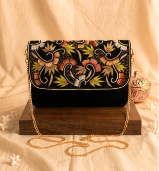 Handcrafted Zardozi Jute Clutch - acadia