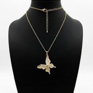 Sculpted Mother-of-Pearl Butterfly Pendant Necklace | Gold-Tone Anti-Tarnish Imitation Jewellery
