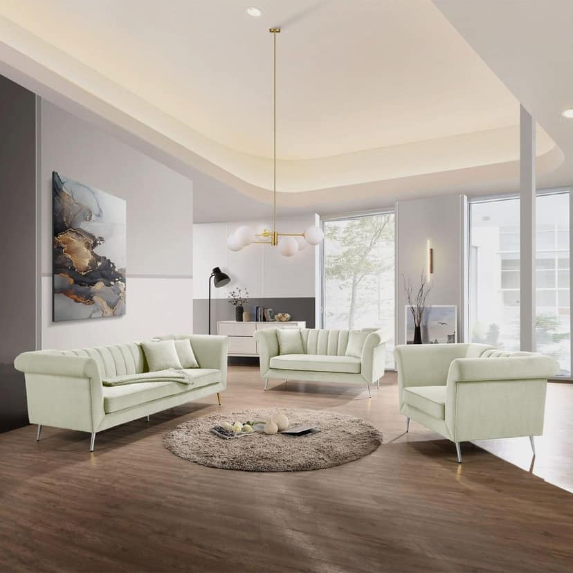 ARENA TDSF601 (3+2) Sofa Set (Cream/Grey) view 2