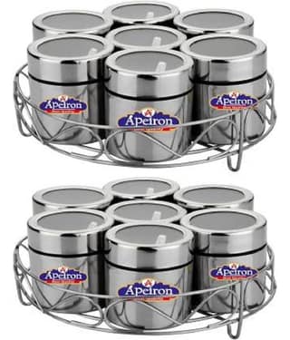 APEIRON MAsala dabba 7 pk 2 Steel Spice Container Set of 7 1225 mL