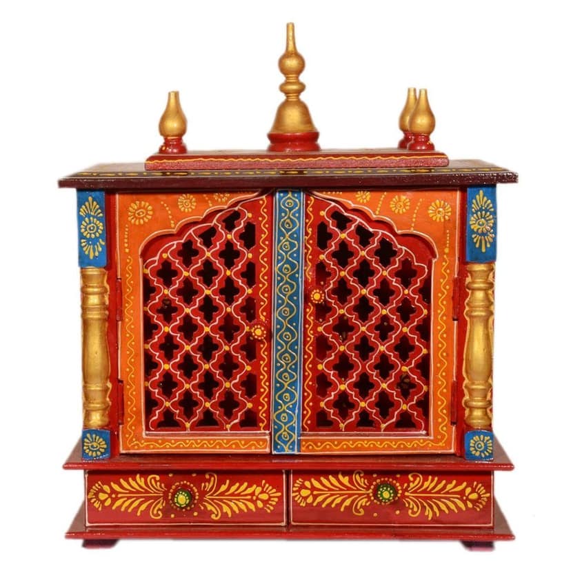 Wooden haind painted Tample With Drawer and Gate view 2